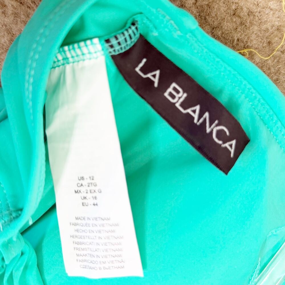 LA BLANCA Island Goddess Keyhole One Piece Swimsuit Ruched Calypso Womens Sz 12 - Picture 8 of 11